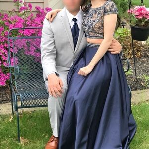 Size 2 Blue Two Piece Vienna Prom Prom Dress Style 6002